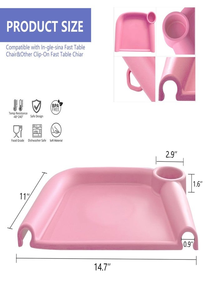 FAILUN Silicone Baby Dining Tray Compatible with Inglesina Fast Table Chair & Other Hook-On High Chairs,Portable Clip-On Fast Table Chair Baby Tray, Dishwasher Safe & BPA Free (Pink) - Image 2